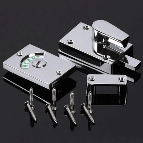Two Pack Restroom Door Lock Latch With Occupied Vacant Indicator In Stainless Steel Satin Nickel Finish Privacy Handle For Bathrooms