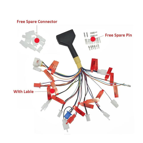 Heavy Duty Nd72260 Electric Motorcycle Controller 260A Bldc Programmable With Usb Cable wiring harness with labels and connectors.
