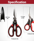 Workhorse Heavy Duty Kitchen Shears Set Of 2 With Seafood Scissors Stainless Steel Sharp Food Cutting Scissors For Meat Bones Fish Poultry Vegetables And Dishwasher Safe, 20.7cm set with cover