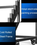 Hella Heavy Duty 12 Tier Metal Tile Display Rack With Wheels showcasing cold rolled steel frame and electrostatic paint finish.