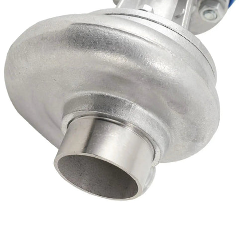 Close-up of Portable 1kW Micro Hydroelectric Generator With Aluminum Alloy Turbine and grab-and-go copper coil.