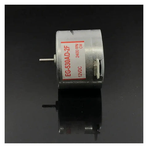 12V Micro DC Motor EG-530AD-2F CW For Cassette Deck Capstan Spindle Replacement, 2400RPM Tape Recorder Motor displayed on surface