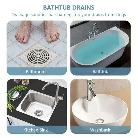 Image showing bathroom, bathtub, kitchen sink, and washbasin suitable for Hair Catcher 2 Pack Silicone Drain Catchers For Kitchen Sink Bathroom Tub Easy To Install No Fuss Durable Odor Free 5.5 Inch Flexible Silicone Keeps Hair Out Of Drain.
