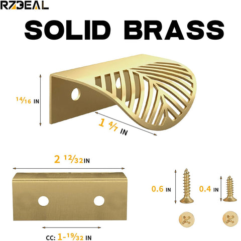 Solid Brass Edge Pulls For Cabinets And Dressers In Brushed Gold Finish Four Pack Knob And Pull Set With Smooth Polished Edges