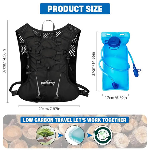 5L Quick Dry Nylon Mesh Hydration Backpack With Multi Pocket Design, black, dimensions 20x37cm and blue hydration pack