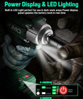 Badass Cordless Impact Wrench 1/2 Inch Drive 20V Battery Powered Knockout Gun displays LED light and power panel for visibility.