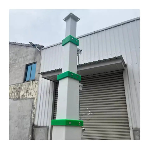 Heavy Duty Manual Telescopic Lift Pole With Smooth Glide Hand Crank Winch for studio use with green accents and locking features.