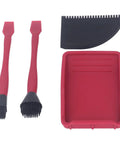 Silicone Glue Kit For Woodworking DIY Ready With Dual Head Spreader And Applicator, 2 Brushes, 1 Comb, And 1 Tray For Uniform Flexible Glue Application, Easy To Clean And Quick Access During Projects showing brushes, comb, and tray.