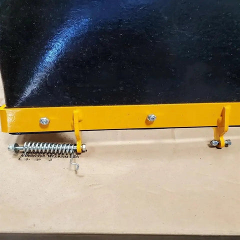 Flexible Discharge Chute For Mowers OEM Replacement Heavy Duty Alloy Steel Construction visible from side angle with mounts