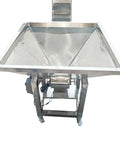 Heavy Duty Bucket Elevator Material Conveyor With 220V Single Phase Motor Built To Haul Granular Bulk Goods Up A Full 118 Inches, stainless steel hopper.
