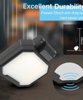 Durable Two Pack Rechargeable Work Light 40W With Magnetic Base, showing anti-drop test and plastic shell in a job site setting.