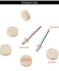 Get Ready For Some Serious Shine With The 100 Piece 13mm Wool Felt Polishing Buffing Pads Featuring Quick Fit Shank Design, sizes of pads displayed.