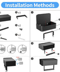 Toilet Paper Holder With Shelf And Flushable Wipes Dispenser Hidden Wipe Storage Matte Black Stainless Steel Wall Mount Organizer Durable Rust Resistant Bathroom Accessory installation guide with parts and steps.