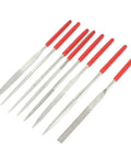 Eight Piece Diamond Files Set With Plastic Handles, Pro Grade, 6 Inch Length, variety of shapes, metal and wood use
