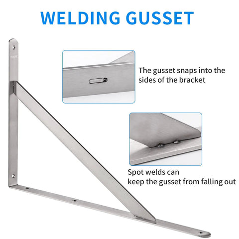 Heavy Duty 20 Inch Shelf Brackets Pack Of 2 550 Lb Capacity Solid Stainless Steel Right Angle L Brackets With Welding Gusset