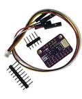 Dope 6DoF IMU Module With Accelerometer And Gyroscope For Wearables And Motion Sensing, Real Time Vibration Analysis, Tap Wake Up Detection, I2C SPI And I3C Interfaces, Tiny Yet Mighty Sensor Board For Projects, purple PCB with wires