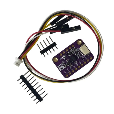 Dope 6DoF IMU Module With Accelerometer And Gyroscope For Wearables And Motion Sensing, Real Time Vibration Analysis, Tap Wake Up Detection, I2C SPI And I3C Interfaces, Tiny Yet Mighty Sensor Board For Projects, purple PCB with wires