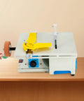 All In One 750W Mini Table Saw And Polisher For Jewelry Making showing flex shaft and fiber wheel on wooden bench