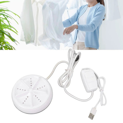 Compact Portable Mini Washing Machine With Turbine Tech For Clothes And Dishes Featuring Remote Control And Four Speeds for easy travel cleaning with USB power.