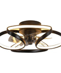 Slick Three Speed Ceiling Fan With Light Featuring Invisible Abs Blades Led Fandelier Semi Flush Mount Remote Control Flicker Free Lighting Total Vibe Upgrade For Modern Home Spaces, black and clear design with stylish blades.