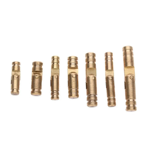 Barrel Hinges 30 Pack Concealed Soft Close Gold 4Mm And 5Mm Diameters, 15Mm To 30Mm Lengths, shown in various sizes