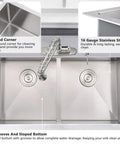 33 Inch Undermount Double Bowl Kitchen Sink Stainless Steel 16 Gauge Deep Basins With Cutting Board Rust Resistant Brushed Satin Finish Beefy Heavy Duty Design For Modern Kitchens