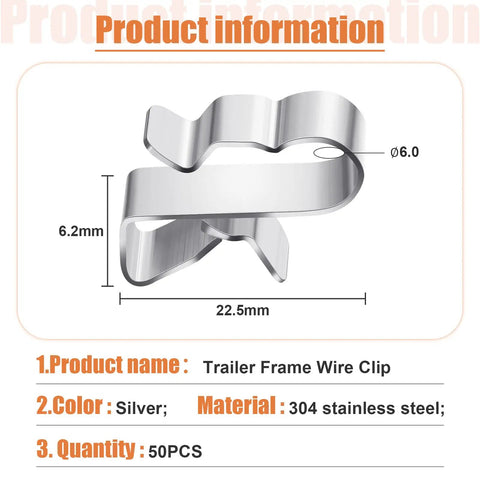 Tough As Nails Stainless Steel Trailer Frame Wire Clips Heavy Duty Cable Clamps Corrosion Resistant 50 Piece Pack with dimensions