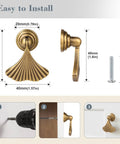 Gold Cabinet Knobs 4 Pack Fan Shaped Drawer Handles Made From Solid Zinc Alloy with installation guide and measurements