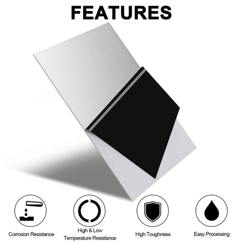 Angled view of CKVIHAV 304 stainless steel sheet, 8x12 inches, 1/16 inch thick, frosted snow surface