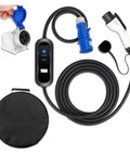 Portable Level 2 EV Charger With 10A 16A 20A 24A 32A Options CEE Plug IP67 Waterproof Wallbox Style Cable and Case