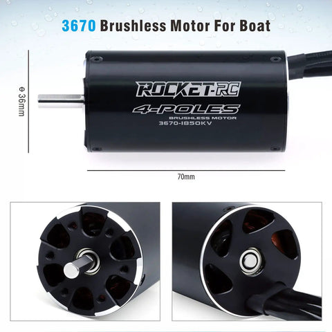 1850KV Brushless RC Boat Motor 3670 With 5mm Shaft Waterproof Water Cooling Jacket High Torque For 650mm To 800mm RC Boats