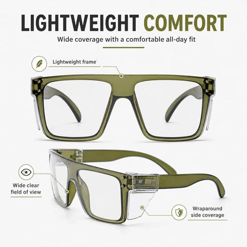 Solid Z87 Compliant Safety Glasses Featuring Kickass Photochromic Transition Lenses With Slick Removable Side Shields For Heavy Duty Impact Protection And Smooth UV400 Anti Blue Light Filters