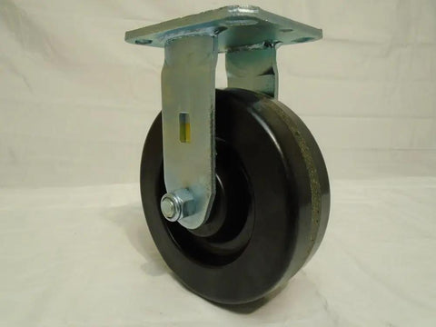 Tough As Nails Six Inch By Two Inch Kingpinless Phenolic Caster Kit swivel wheel with sturdy black tire and metal bracket.