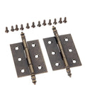 Rotating Concealed Door Hinge Set 2 Pack 55mm By 39mm Antique Bronze with screws, six-hole design for cabinet or drawer