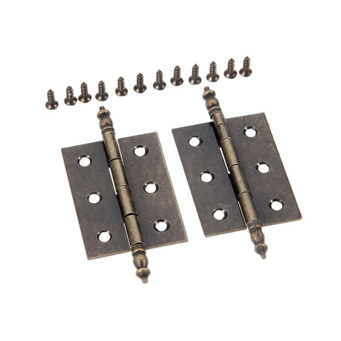 Rotating Concealed Door Hinge Set 2 Pack 55mm By 39mm Antique Bronze with screws, six-hole design for cabinet or drawer