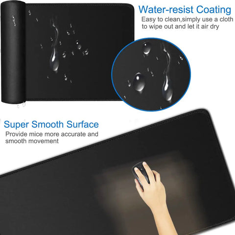 Showcase of XXL 31.5x15.7 Inch Gaming Mouse Pad With Water Resistant Surface And Non Slip Rubber Base, Black