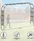 Diagram of Ultra Wide Garden Arch Trellis 11.75ft by 8.53ft Sturdy Metal Outdoor Arbor dimensions and features.