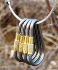 Mini Titanium Locking Carabiner Set Of 5 Ultra Lightweight D Ring Clips For Keys Ropes Water Bottles And Cords Rust Free