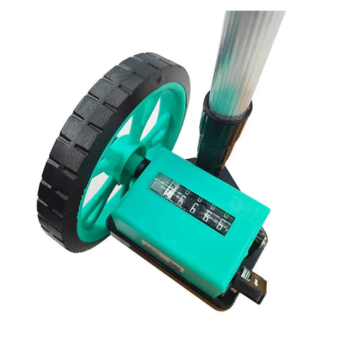 Lock In Exact Property Lines With This Rock Solid Hand Pushed Distance Measuring Wheel showing digital display and smooth rolling wheel.