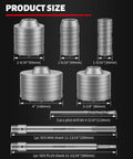 Concrete Hole Saw Kit 10 Piece With SDS Plus And SDS Max Shank Adapters shown with 5 core drill bits sizes 1-3/16 to 4 inches