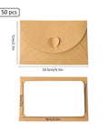 50 pcs Kraft envelopes with heart closure, 10.5cm by 7cm size, part of 60 Pack Kraft Holiday Greeting Cards With V Flap Envelopes