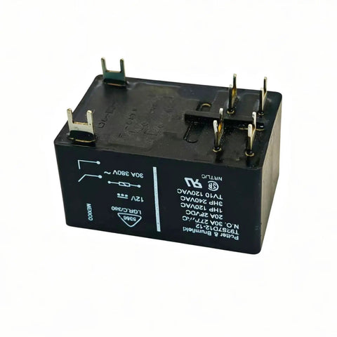 Set Of Two 30 Amp 12 Volt Dc Pc Board Power Relays Dpst No General Purpose Drop In Swaps Solid As A Rock For DIY Shop Work And Zero Drama Circuit Upgrades, 6-pin black relay with AgCdO contacts.
