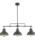 Industrial Pendant Light For Kitchen Island And Dining Room Black Chandelier In Brushed Antique Dark Metal Finish with Three Bowl Shades