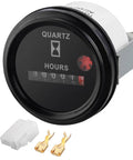 Keep Track Of Engine Hours With This Rugged Quartz Hour Meter For 6V To 80V Systems, 12V Industrial Gauge With Metal Mount Bracket, Anti Vibration, Waterproof Design For Indoor And Vehicle Use, black round display