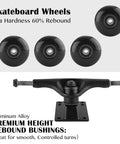 Durable Skateboard Hardware Combo Starter Kit With 52mm Wheels Aluminum Truck Set Bearings And Pads Black Finish