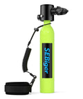 Zero Point Five L Mini Scuba Tank DOT Certified Reusable Lung Air Tank for Underwater Breathing, green aluminum tank with black valve