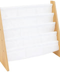 4-Tier Front-Facing Kids Book Display Organizer For Playrooms And Bedrooms Montessori Toddler Bookshelf In Natural Wood And White