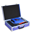 Handheld Induction Heater And Beast Mode Nut Buster Rips Stuck Bolts Free Quick With Magnetic 1800W Lightning Fast Warmup And Compact Travel Storage Box in a blue case.
