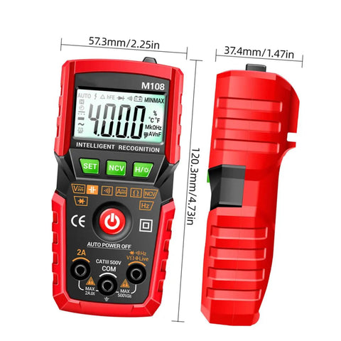 Auto-Ranging Digital Multimeter with LCD Display, Voltage Tester and Frequency, Diode and Continuity Testing, 4000 Counts