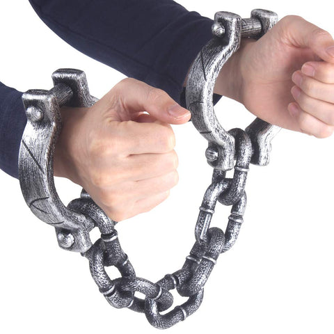 Plastic Halloween Shackles On Chain Handcuff Prop For Dope Costume Decor And Photo Ops Lightweight Cuffs With A 4 Inch Diameter And 32 Inch Chain